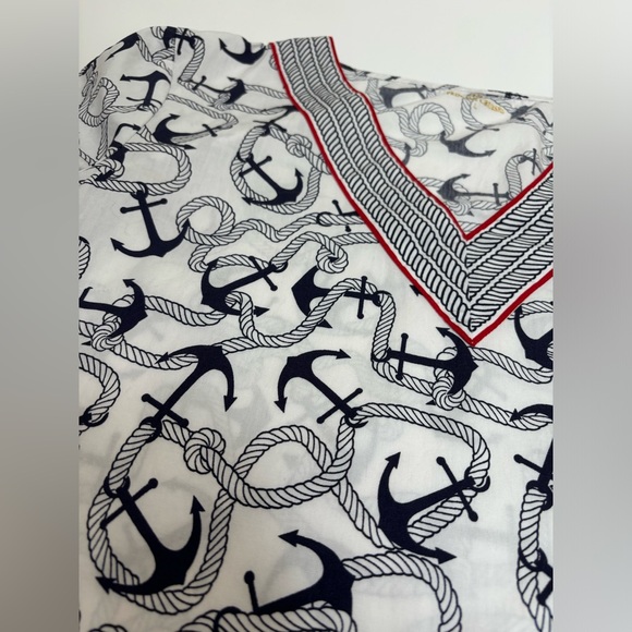 Princess Cruises anchors v-neck tunic size large L, nautical print top - Picture 11 of 14